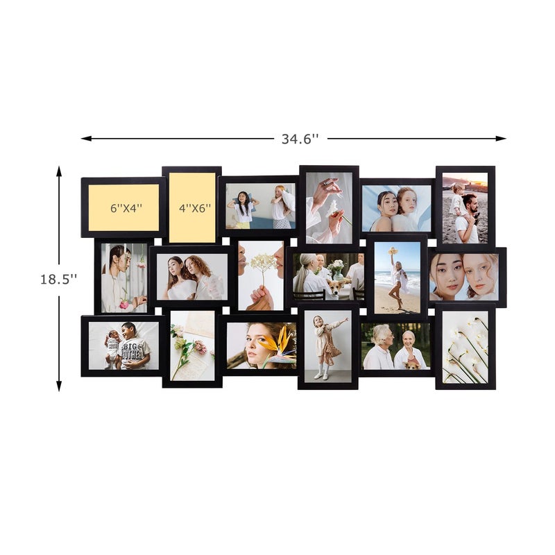J.M.Deco Collage Picture Frames for Wall Decor, 18-Opening Reunion Family Friends Picture Frame Set, 4x6 Photo Frames for Living Room, Bedroom, Gallery Wall Hanging, Christmas Gift, Black - Image 3